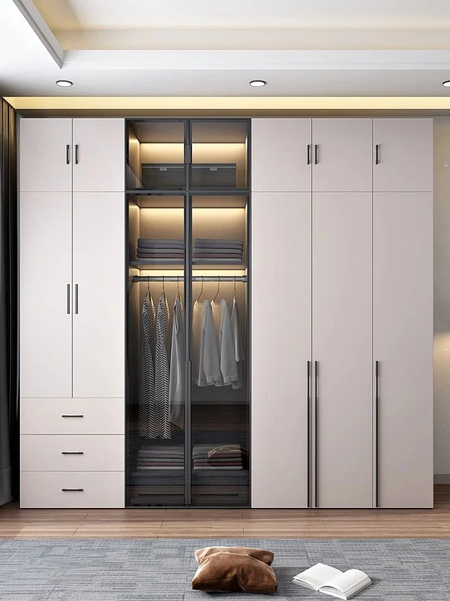 Modern Bedroom Wardrobe Closet Aluminum Frame Glass Door Walk in Wardrobes