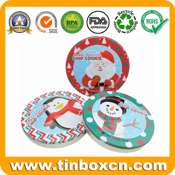 1.5oz/42g Embossed Slim Christmas Chocolate Chip Cookie Tins for Gift