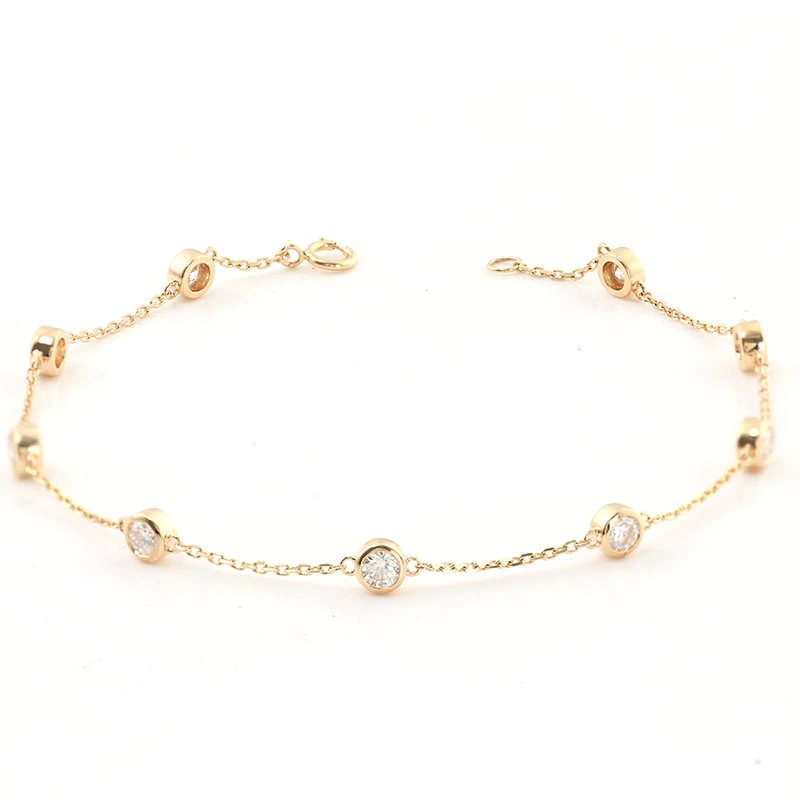 Mode bijoux blanc rond coupé Lab Diamond Bracelet Bracelet en or rose