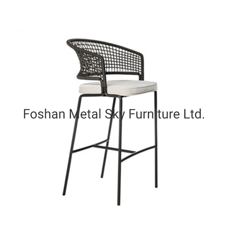 Outdoor Wicker Rope Metal Garden Hotel Restaurant Rattan Dining Chair