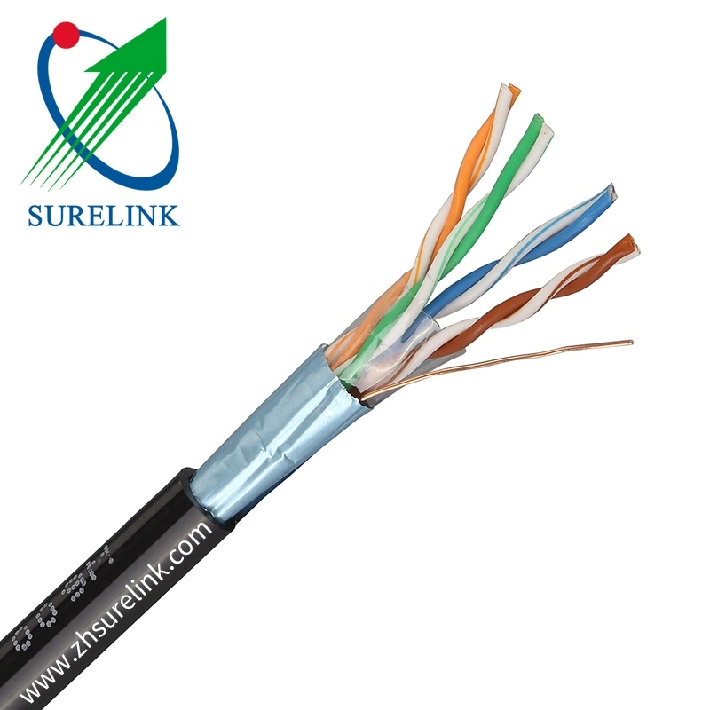 Surelink Customized Outdoor 4pair 24AWG Solid Copper UTP Cat5e U/FTP Cat5e RJ45 Cable Ethernet Cable 305m