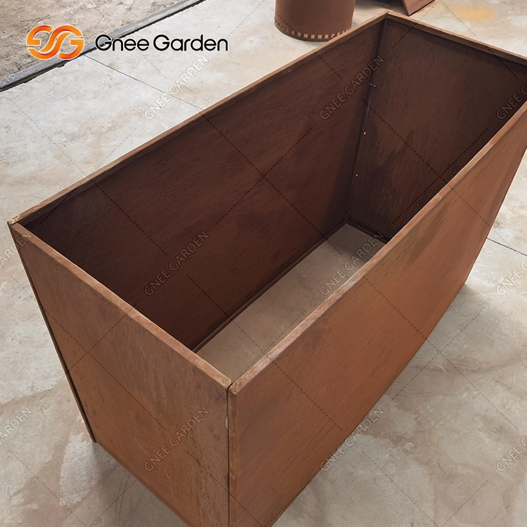 Simple Rectangular Corten Steel Flower Planter