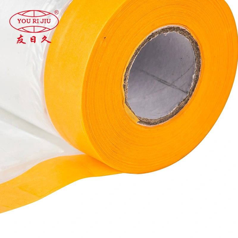 Tape and Drape Dust 5 FT X 65 FT Plastic Painting Drop Film Pre- Masking Film Protection Covering Cloth with Tape Masking Paper