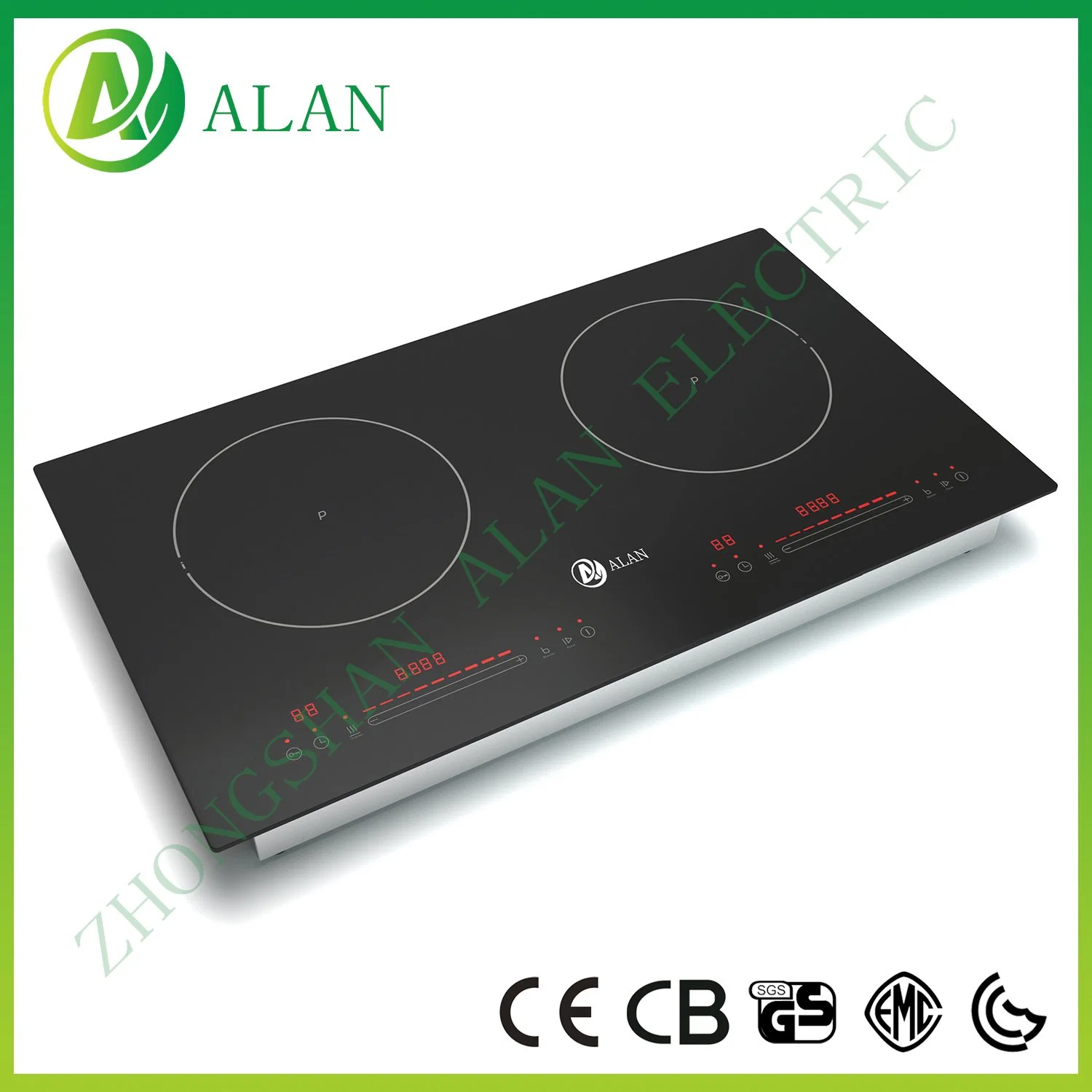 Easy Cleaning Big Plate Size Double Burner Waterproof Electric 2 Cooking Zones Induction Cooker