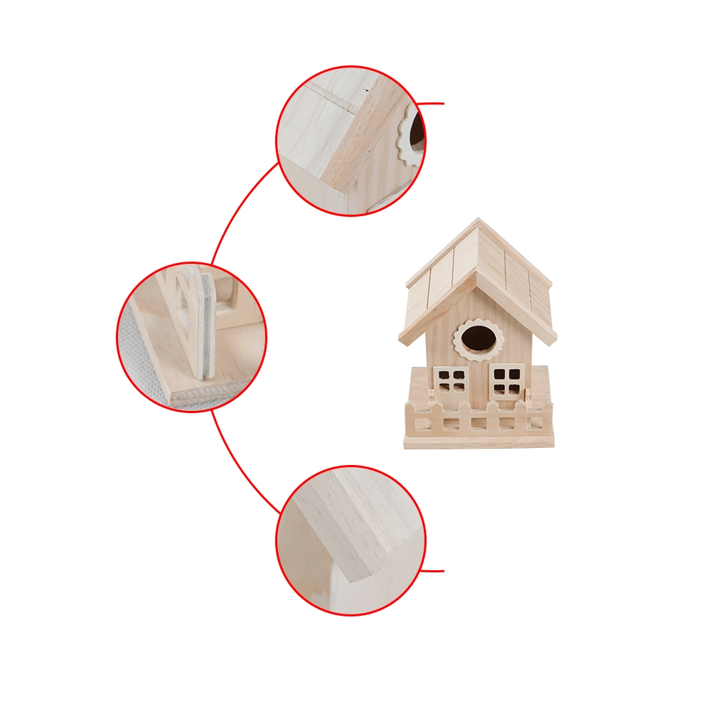 Natural Wood Birdhouse Paint Mini Bird Nest for DIY Crafts