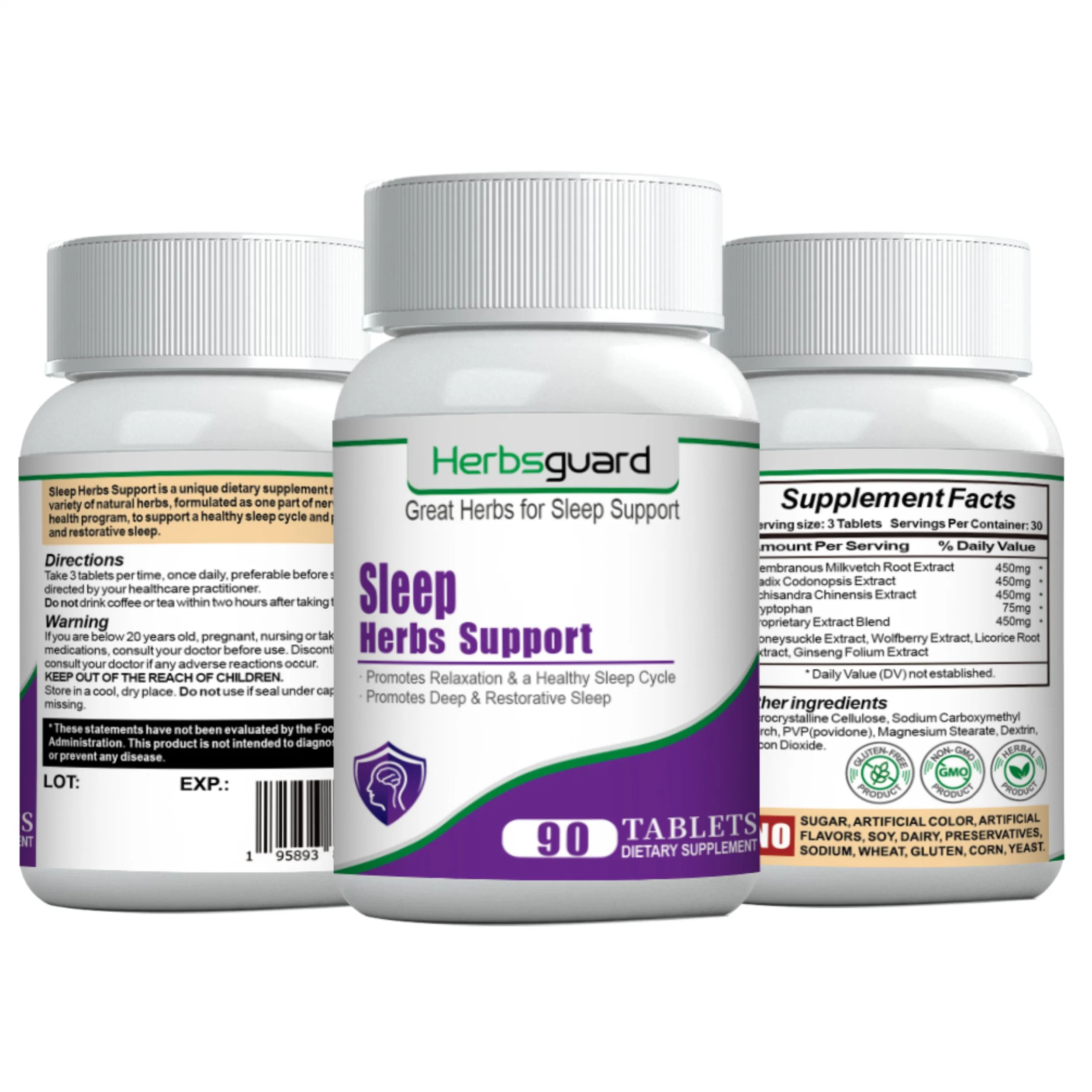 Private Label China Herbs Formula Support Sleep Improve Deep Restorative Sleep Dietary Supplement