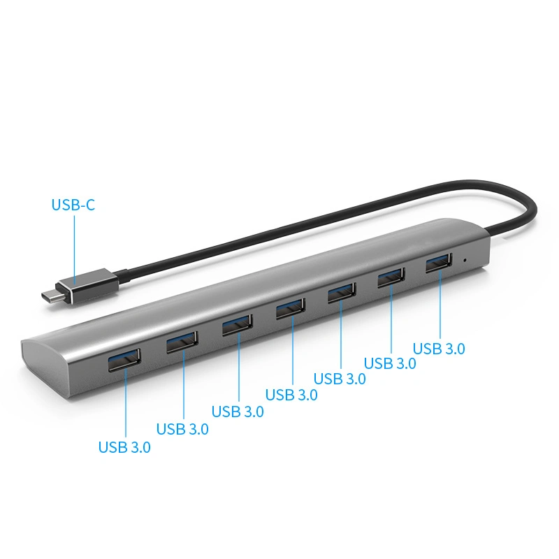 Winstars USB-C para USB 3.0 hub de alumínio de 5 gbps e 7 portas Protecção contra sobretensão