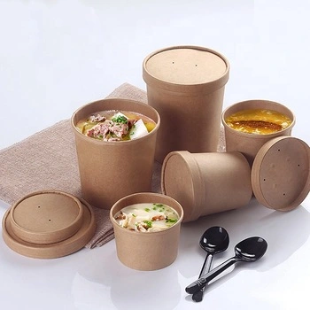 Factory Wholesale/Supplier High quality/High cost performance  Disposable Deluxe Kraft Paper Food Container/Bowl with Lid