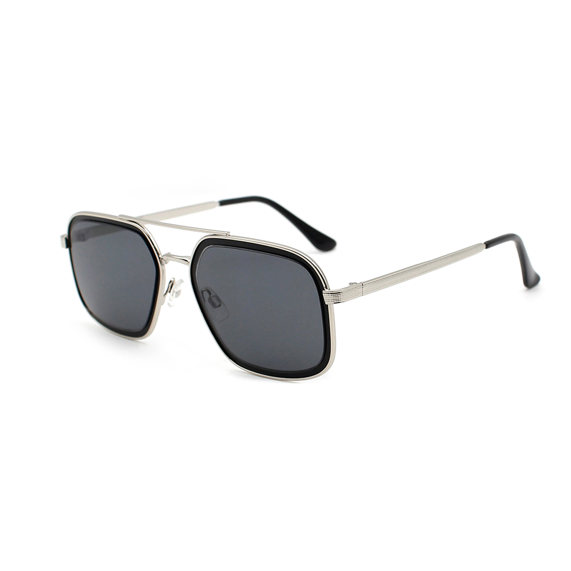 Polygon Double Bridge Optical Frame Polarized Pilot Sunglasses for Women Wholesale Travel Custom Metal UV Sunglasses for Driving (WSM21070)