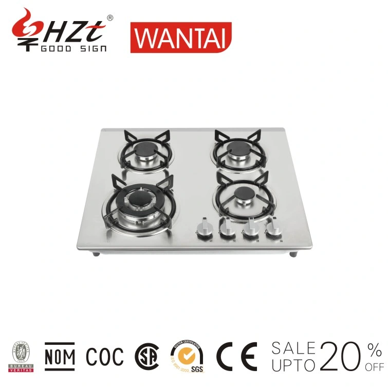 High Efficiency Table Top Stainless Steel 600mm Series Cooking Range 4 Burner Gas Stove CE OEM Tempered Glass Household 1.5V