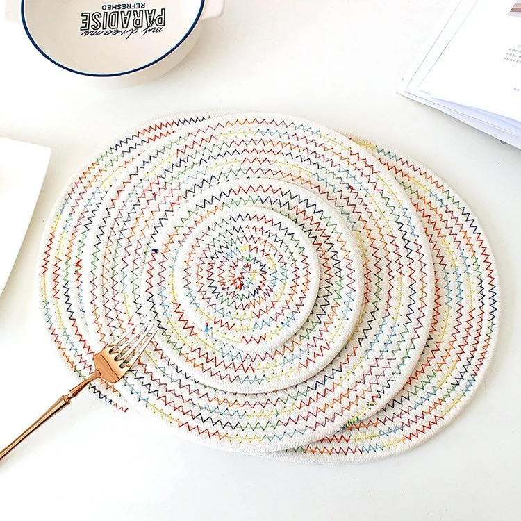 Colored Cotton Thread Woven Decorative Thickened Pot Mat Cotton Woven Placemats