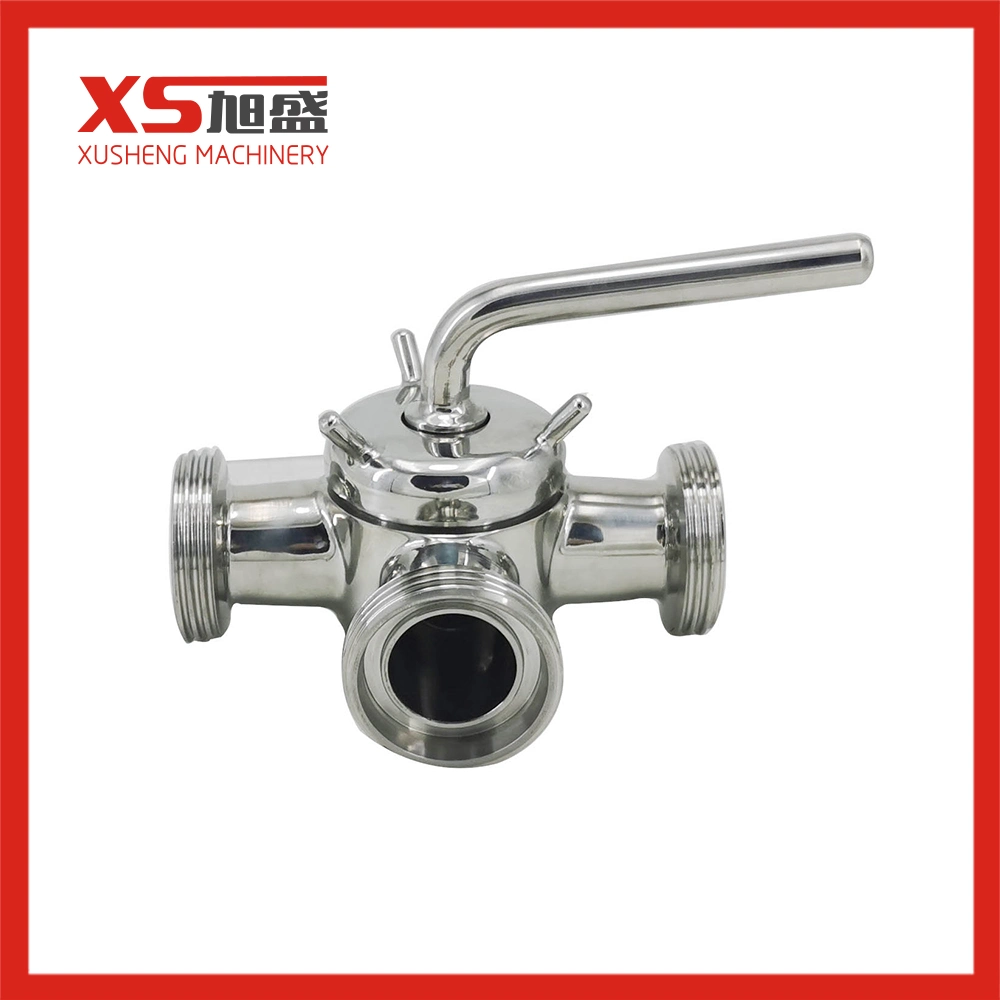 Sanitary Stainless Steel Threaded 3-Way Plug Valves