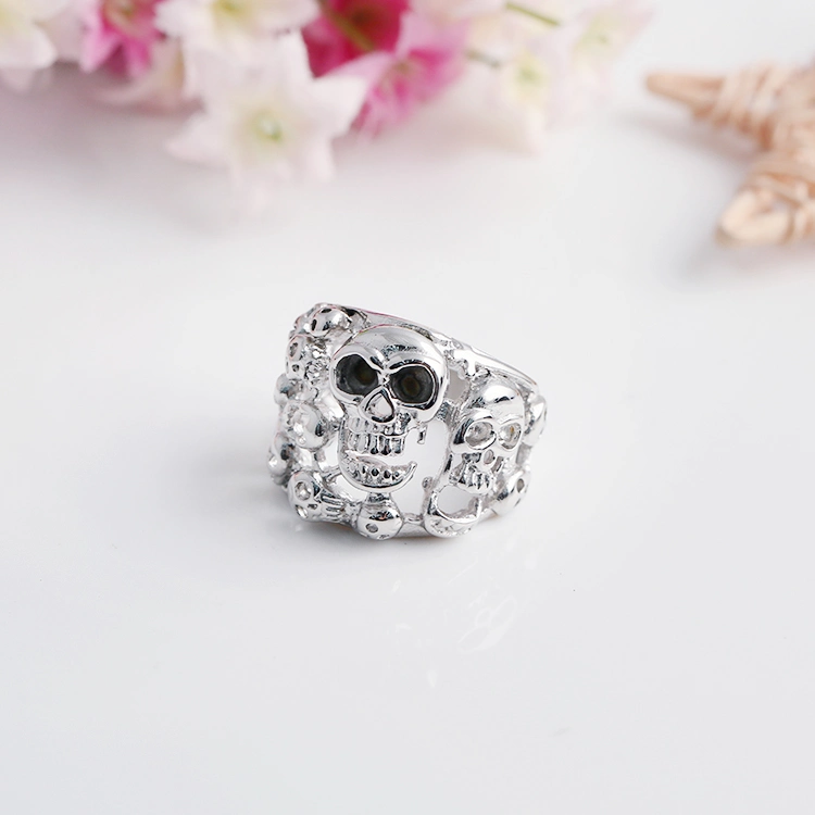 Punk Fashion 316L Stainless Steel Jewelry Men Skull Finger Ring