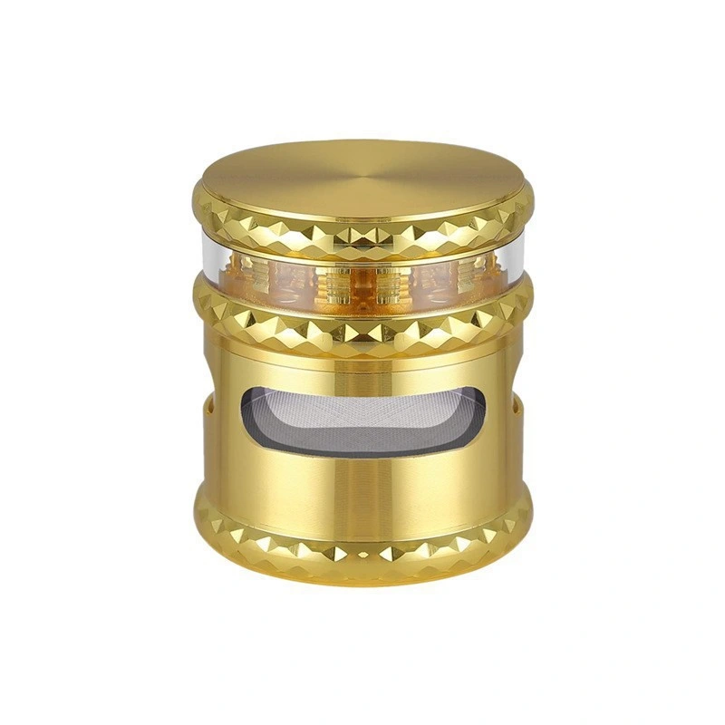 New Metal Window Smoke Grinder 63mm Four-Layer Three-Eye Slotted Tooth Zinc Alloy Grinder