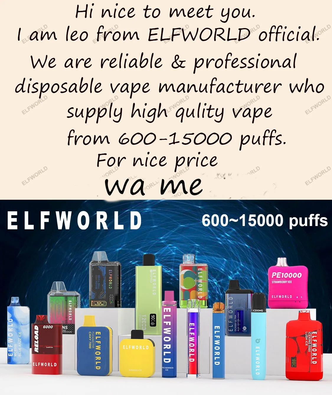 Wholesale/Supplier Newest Elfworld 0%2%5% Prefilled 20ml E-Liquid Factory Supplier 6000 8000 9000 12000 15000 20000 Puffs15K 18K20K Custom Mini Disposable/Chargeable Vape Vep E-Cig