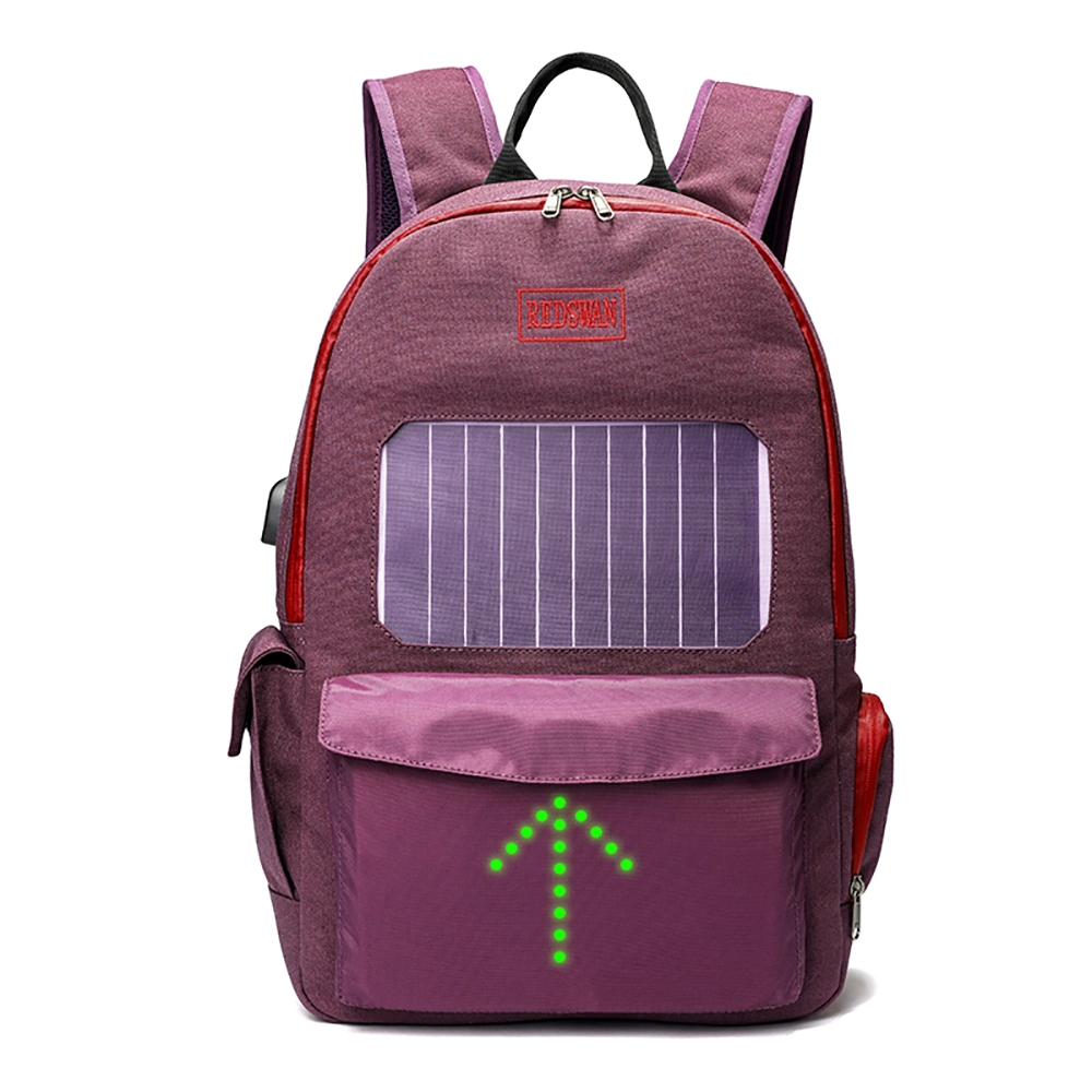 Water Proof Nylon Turn Signal LED Flash Backpack with Solar Panel Charging Phone (RS-190204-4)