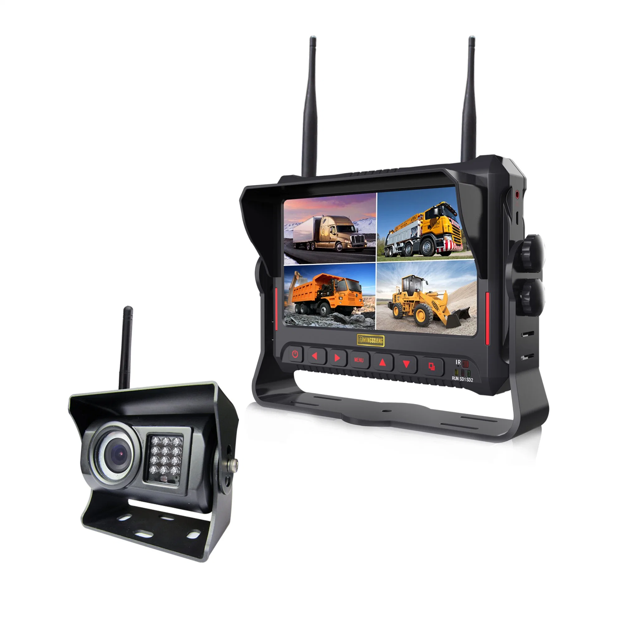 7-Inch 4CH Recording Monitor 2.4GHz Digital Wireless Car Rearview System