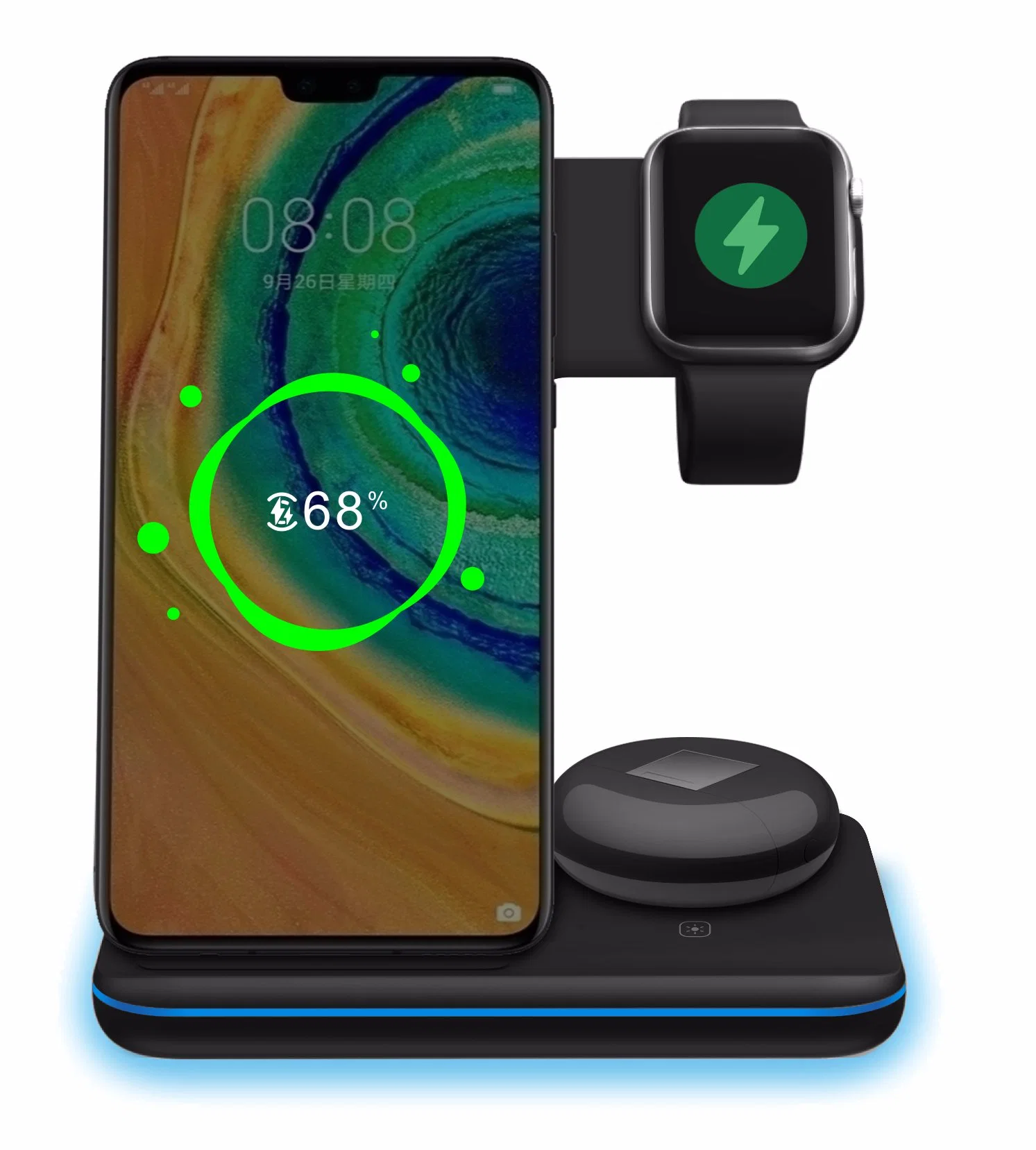 Qi Multi Function 3 in 1 Wireless Charger Charging Station for iPhone for iWatch