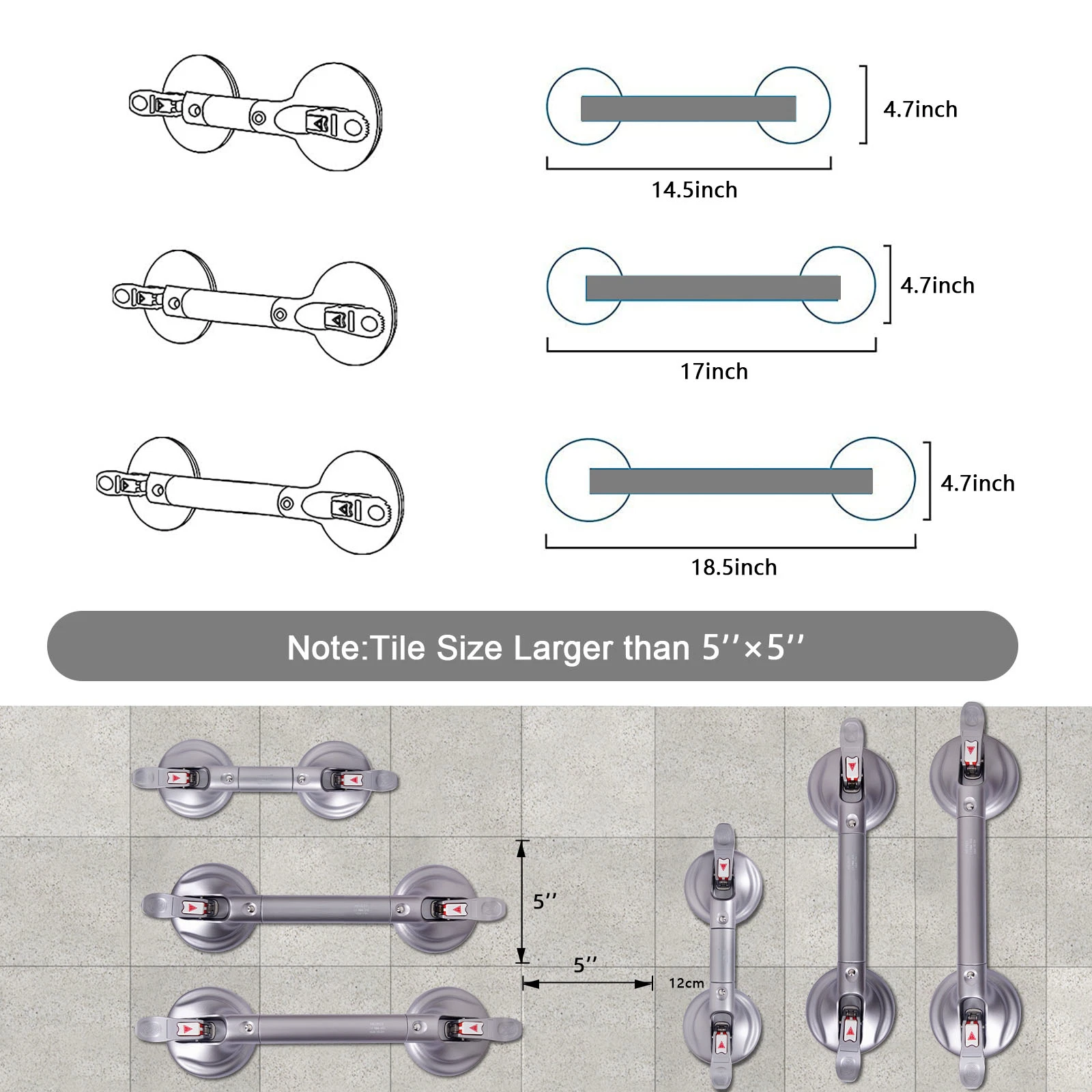 Salle de bains Portable Heinsy Grab Bar, accès sans outil Poignée de douche, la ventouse de fixation poignée de maintien pour baignoire, rail de sécurité pour les personnes âgées Senior d'enfants, Rapide (DIS) Assembler.