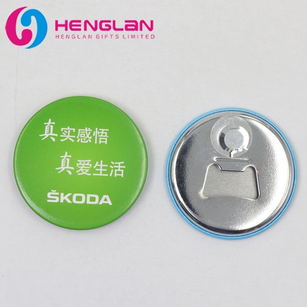 Custom Round Metal Tinplate Button Badge Cmyk Printing Paper Plastic Stamping Tin Badge for Promotion Gift Beer Bottle Opener