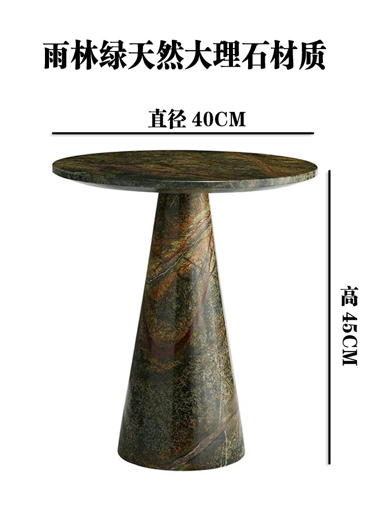 Vintage Luxury Design Bar Side Table Pedestal Taper Corner Side Table Stand Display Plinth Forest Green Marble Sofa Side Table Bedside Table