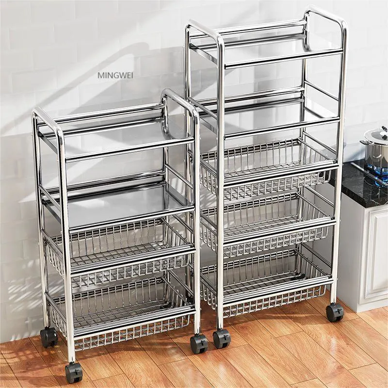 Mingwei Stainless Steel Tile Line Storage Vegetable Kitchen Floor Display Rack Clothing Storage Rack