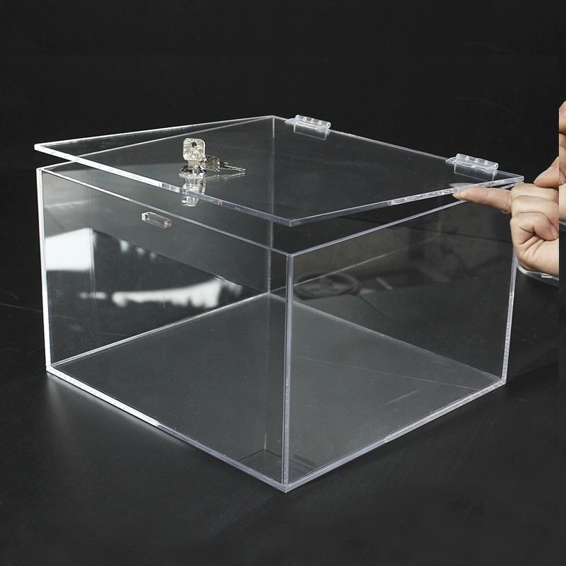 Lockable Plastic Storage Case with Lid Transparent Acrylic Box with Lock and Key