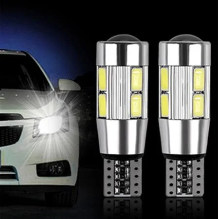 Raych 2pcs T10 10SMD 5630 CANbus خطأ LED جهاز عرض مجاني ضوء الخلوص التلقائي للعدسة W5w 501 10SMD 5630 LED Parking اللمبة