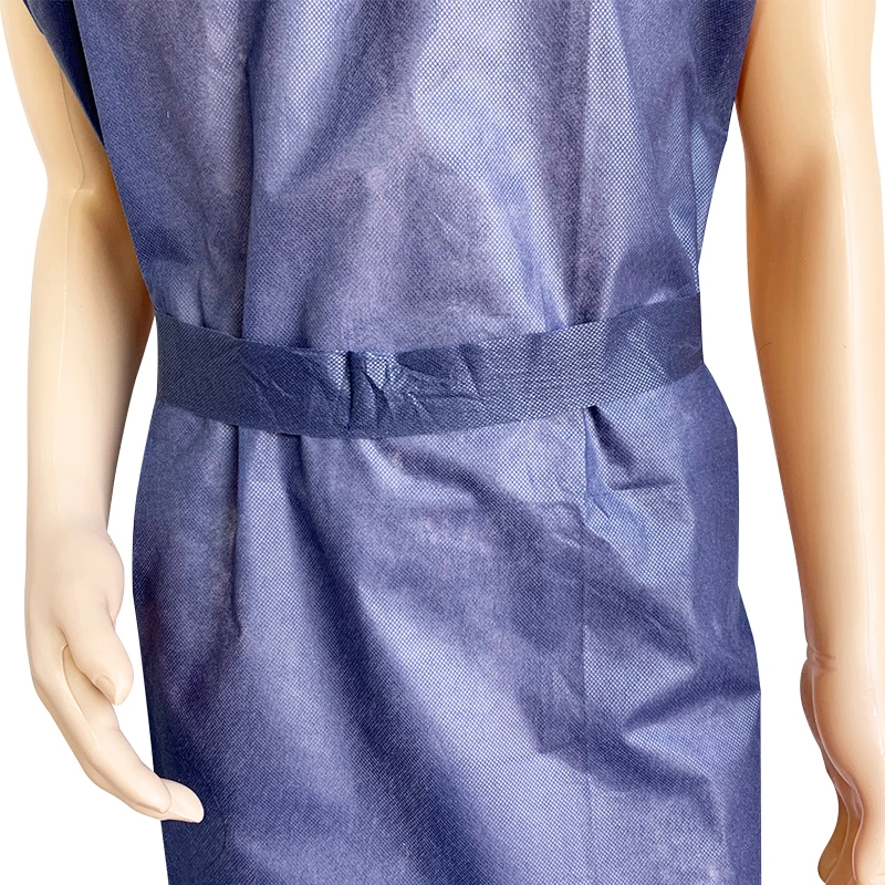 Disposable Patient Gowns with Tie Nonwoven Unisex Dark Blue Exam Robes for Men and Women