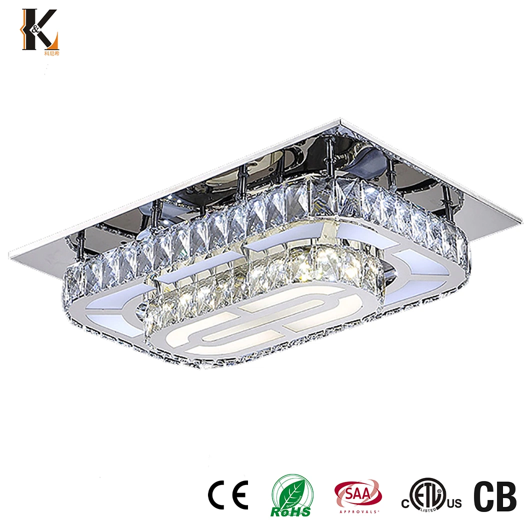 La iluminación LED de cristal personalizado OEM China Habitaciones Home rectángulo áureo techo de cristal moderno dispositivo de Luz Lámpara de techo de cristal