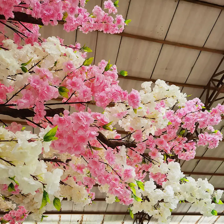 Custom Pink and White Flower Fake Sakura Large Big 2-6 Meters Artificial Cherry Blossom Tree for Indoor Outdoor Wedding Plant Decor