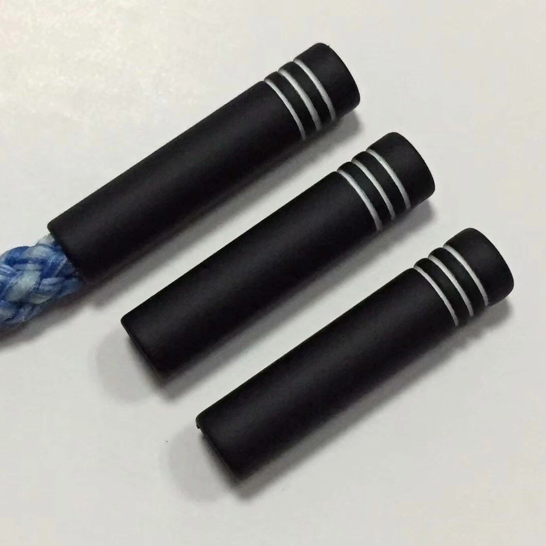 Shiny Black Painting Blue and Red Circles Plastic Shoelace Aglets