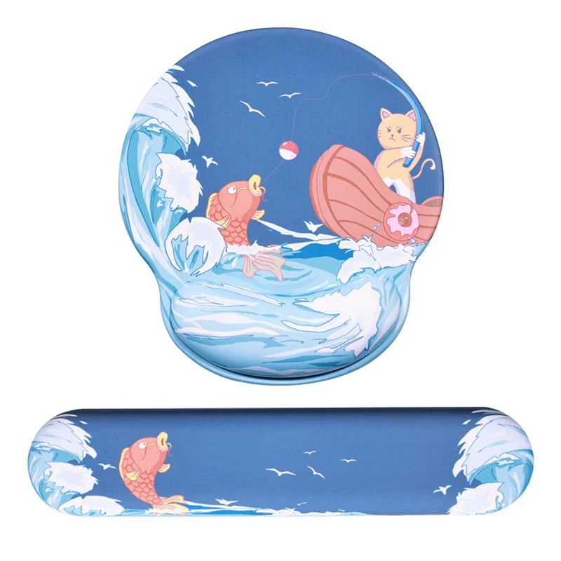 Cartoon Kawaii Keyboard Memory Foam Hand Support Wrist Rest Mouse Pad Set for Office Game Laptop PC Mice Mat