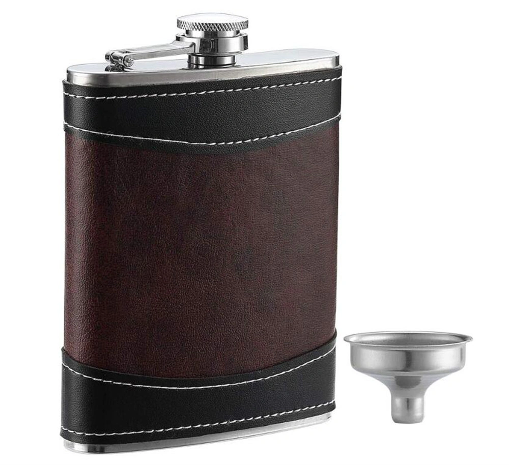 1 Pack 8 Oz Soft Touch Leather Wrap Hip Flask Para Liquor