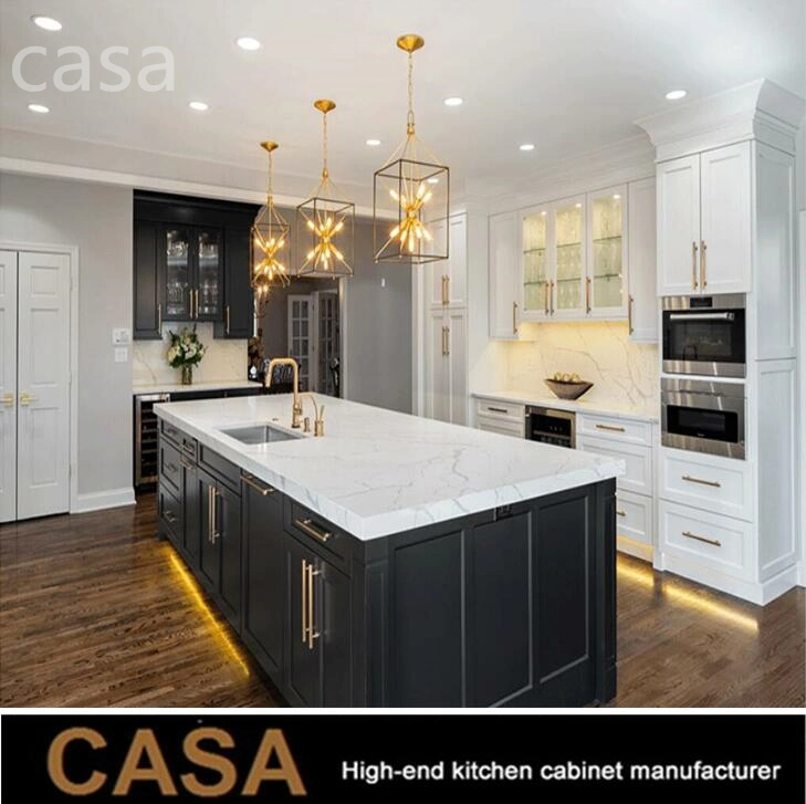 Factory Modern Luxury Customized Cupboards Lacquer Black White Modular Kitchen Cabinets