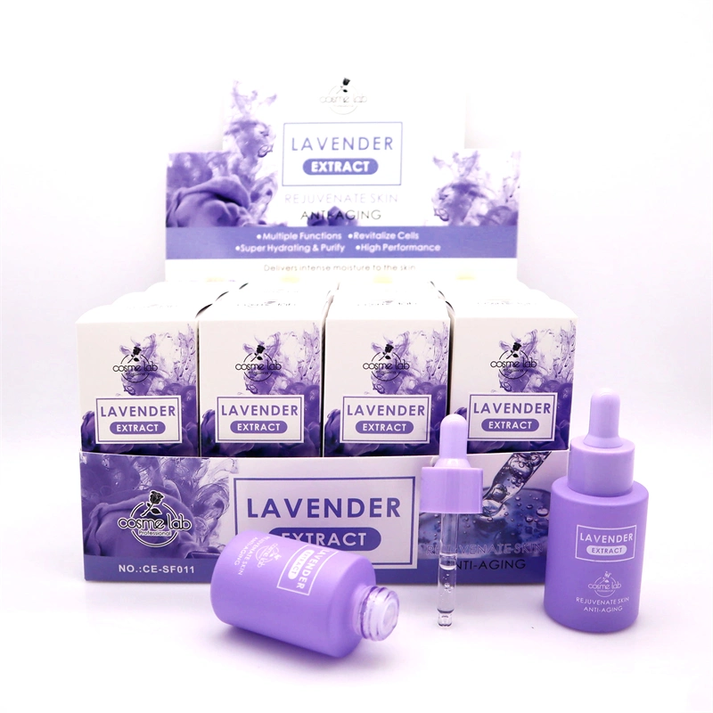 Los fabricantes de cosméticos orgánicos Cosmelab extracto de lavanda de cuidado facial de suero iluminando la piel Claming Blanqueamiento suero Anti Wrinkle