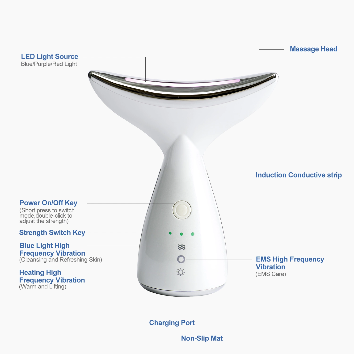 LED Therapy Face Lifting Machine Eye Facial Neck Massager Anti Aging Wrinkle Skin Face Lift Device