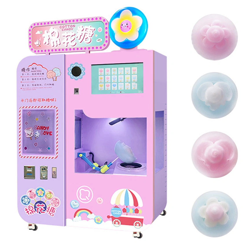 Riteng New Cotton Candy Self Service Machine Professional Flor vertical Máquina de Venda Directa Candy Floss de algodão