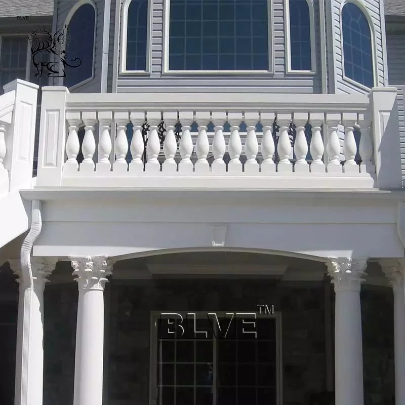 Factory Modern Design White Marble Stone Railing Handrail Stone Baluster Balustrade House Balcony