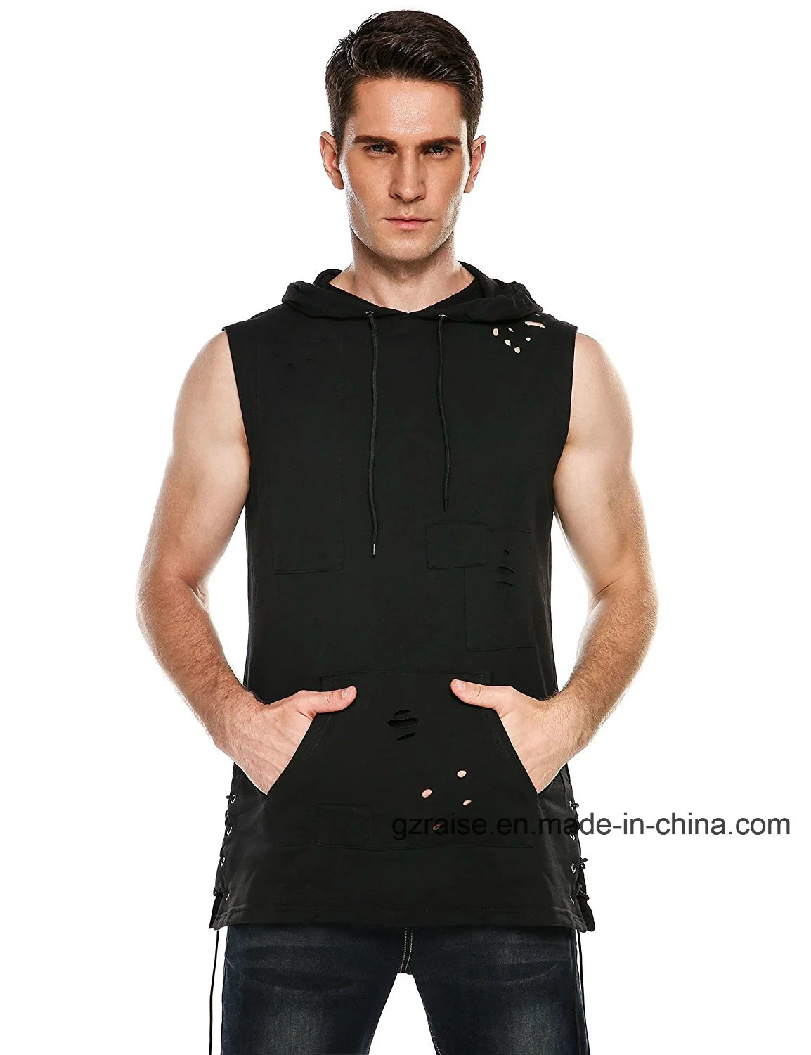 OEM New Design Men's Sleeveless Fashion Hooded Casual Tank Top