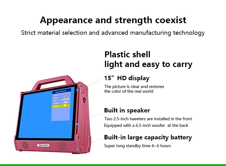 Sp-4410 Original Factory Direct Selling Portable Video Speaker with HD 14.1" LCD Screen