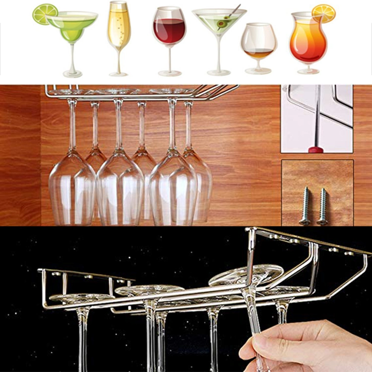 Under Cabinet Stemware Rack Metal Wire Wine Glasses Holder