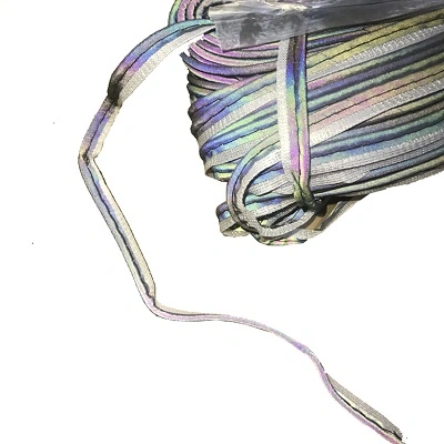 Polyester Rainbow Reflective Piping Ribbon for Garment