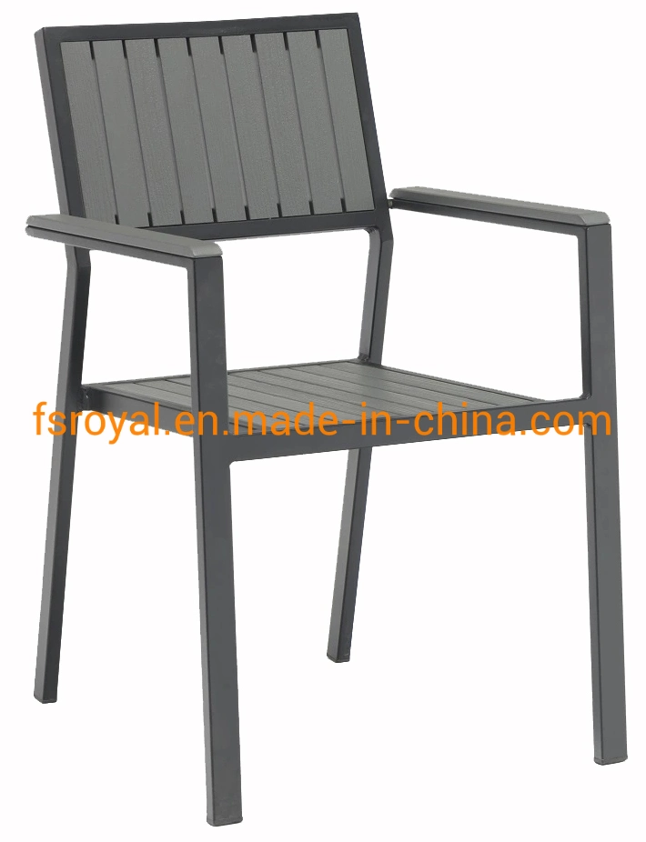 Faux Wood Garden Chair Synthetic Wood Leisure Chair Outdoor Furniture Aluminum Tube