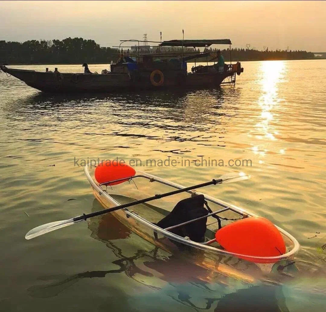 Kayak transparente ve la parte inferior la canoa Bote de Remos con fondo de cristal