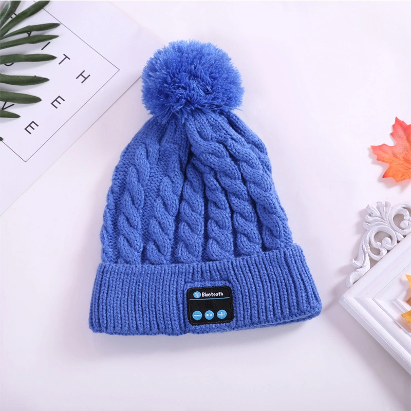 Gorro de Natal único com gorro Bluetooth para rapaz/rapariga/marido/homem/mulher Gorro de malha com bola de cabelo Music Esg13885