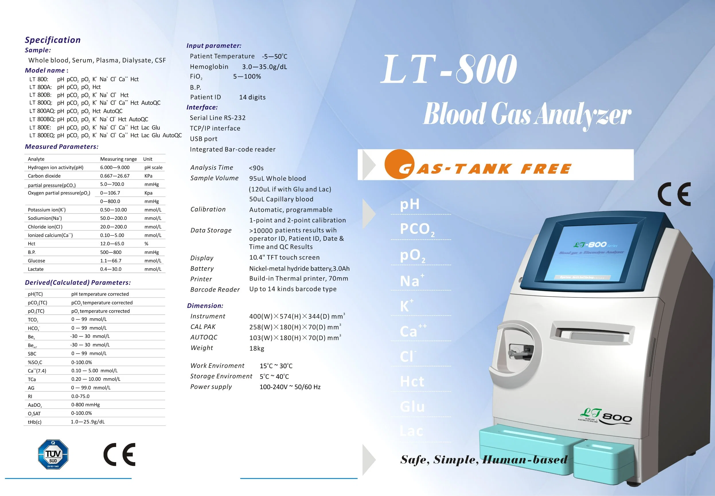 Ltce03 Blutgasanalysator Für Medizinische Geräte