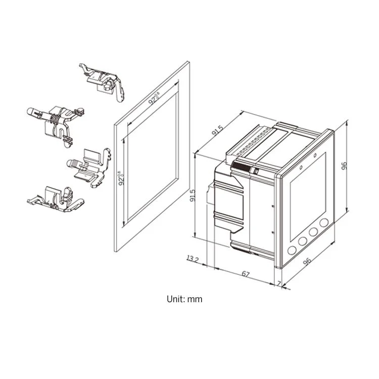 PMC-53A-E DIN96 appareil de mesure multifonction triphasé de classe 0.5S pour la tension kWh Mesure avec LCD Ethernet RS-485