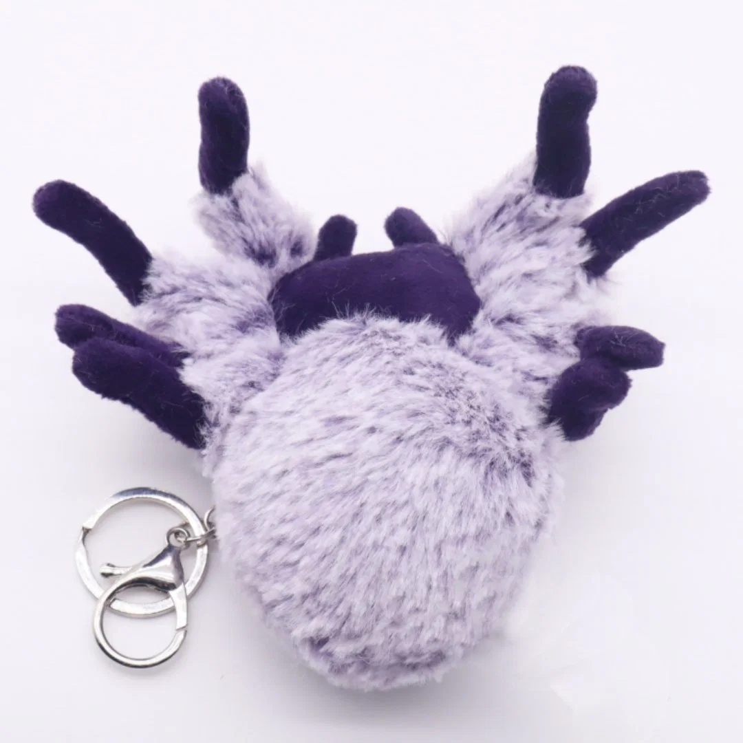 Comercio al por mayor de la felpa felpa Clip de peluche ojos compuestos Spider de 10,5cm morado (L) Llavero Llavero juguetes araña