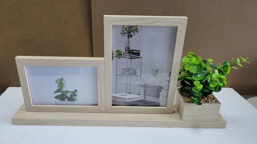 FSC&BSCI Wood Picture Photo Frames 4*6inch with Artificial Plant